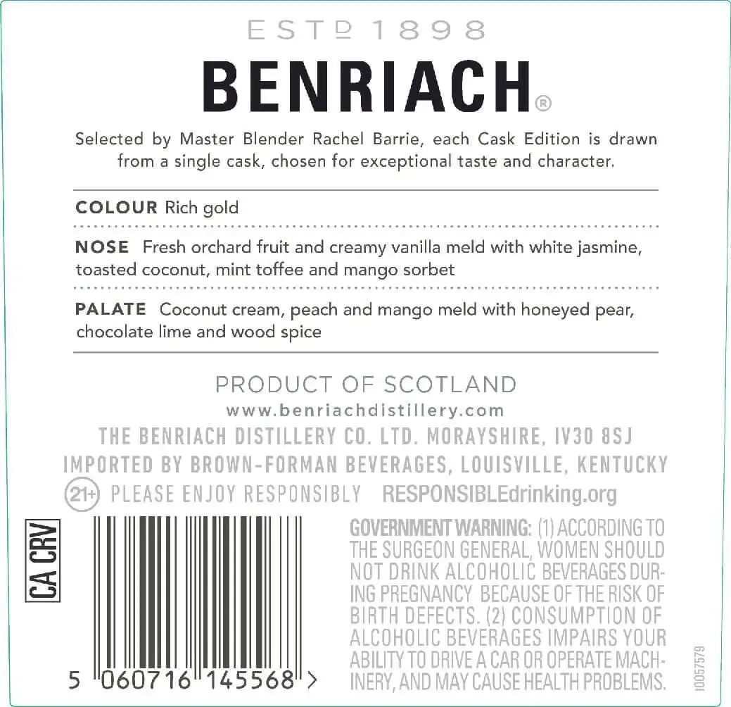 Benriach Cask Edition 1998 Cask No. 1994 - Image 2