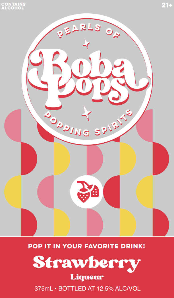 Boba Pops Strawberry Liqueur Pearls of Popping Spirits 375mL