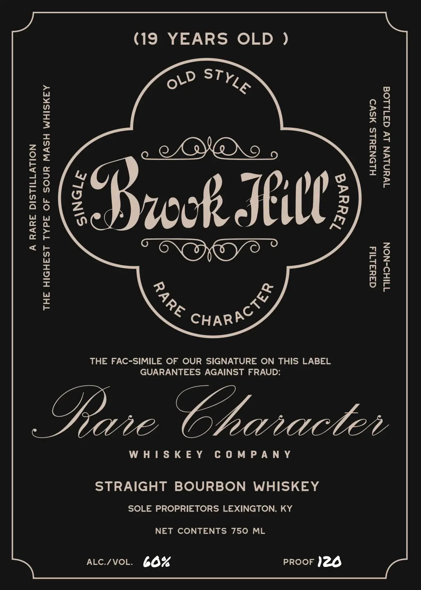Brook Hill 19 Year Old Straight Bourbon Whiskey Rare Character