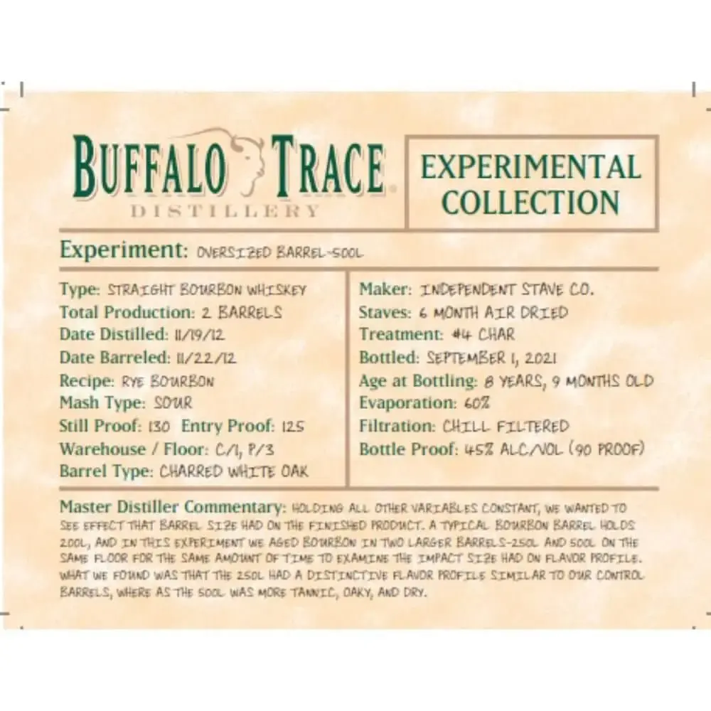 Buffalo Trace Experimental Collection Oversized Barrel 500L - Image 2