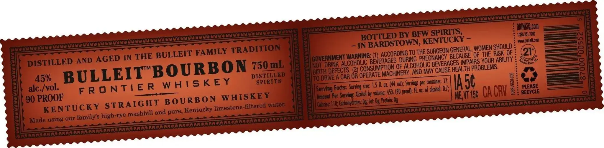 Bulleit Bourbon Frontier Whiskey – Kentucky Straight Bourbon (90 Proof)