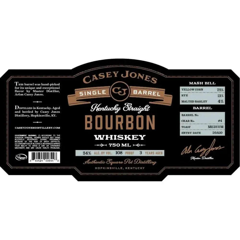 Casey Jones Single Barrel Kentucky Straight Bourbon Mash Bill 2 - Image 2
