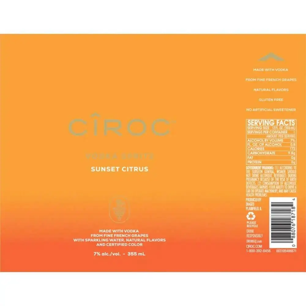 Ciroc Vodka Spritz Sunset Citrus 4PK Cans - Image 2