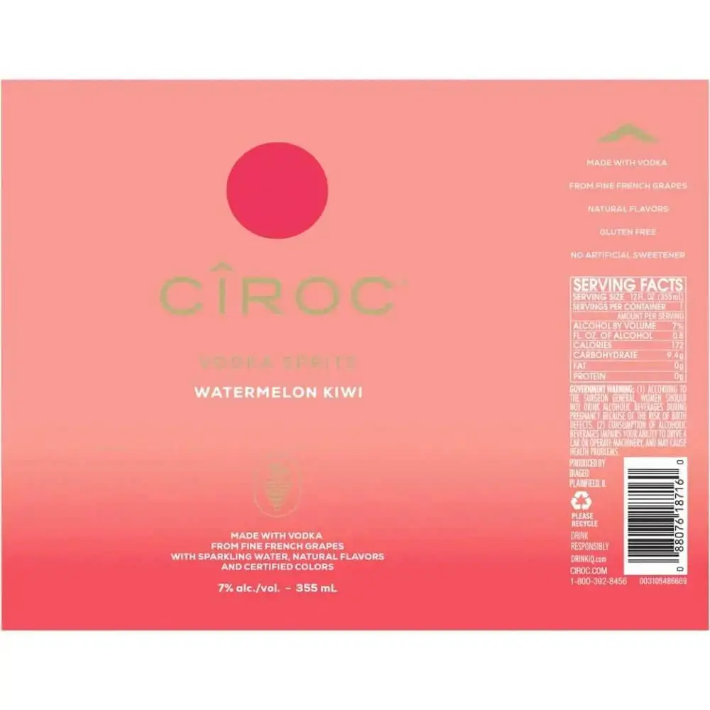 Ciroc Vodka Spritz Watermelon Kiwi 4PK Cans - Image 2
