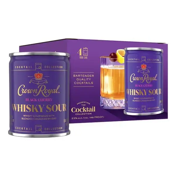 Crown Royal Black Cherry Whisky Sour Cocktail Cans 4 x 100mL