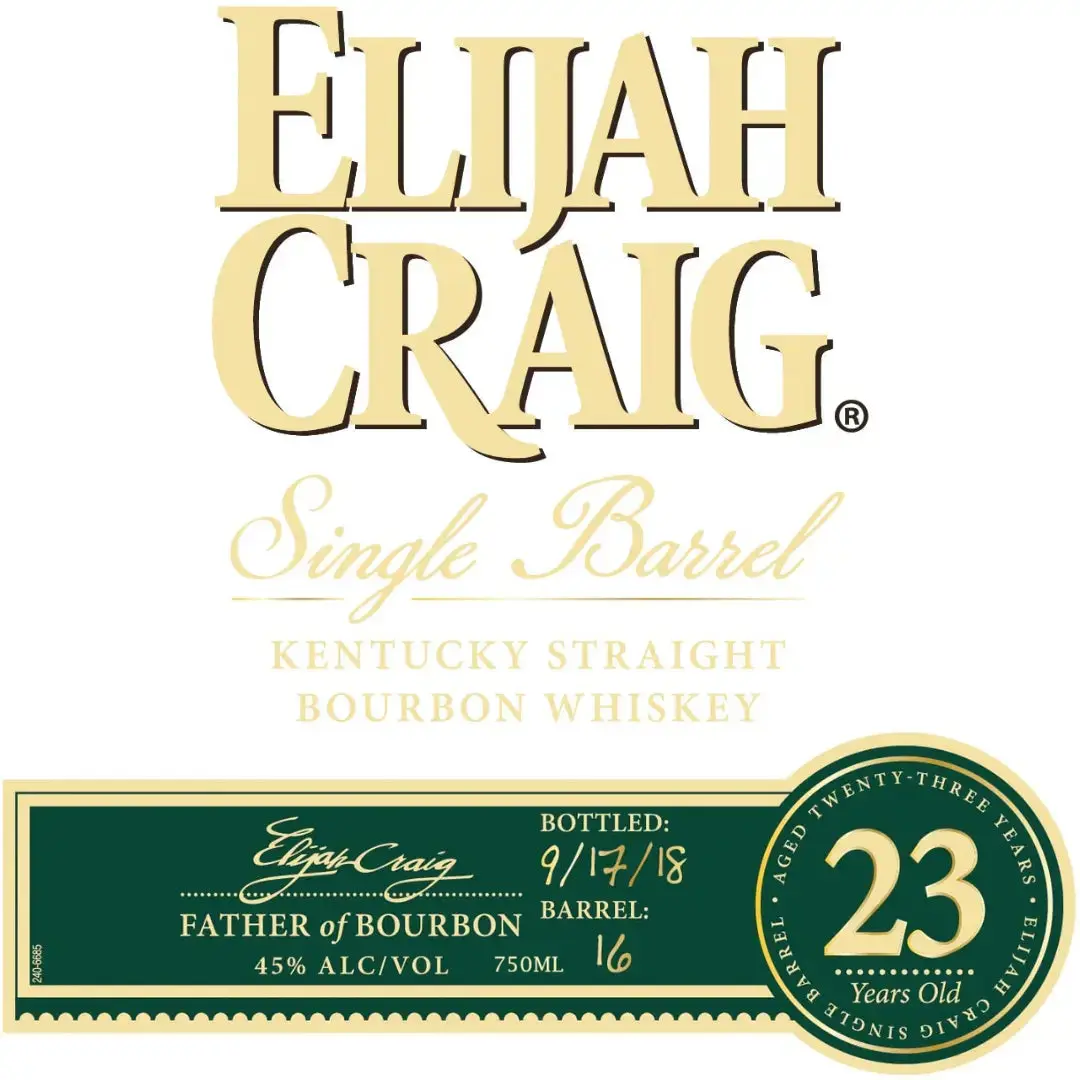 Elijah Craig 23 Year Old Single Barrel Bourbon Whiskey