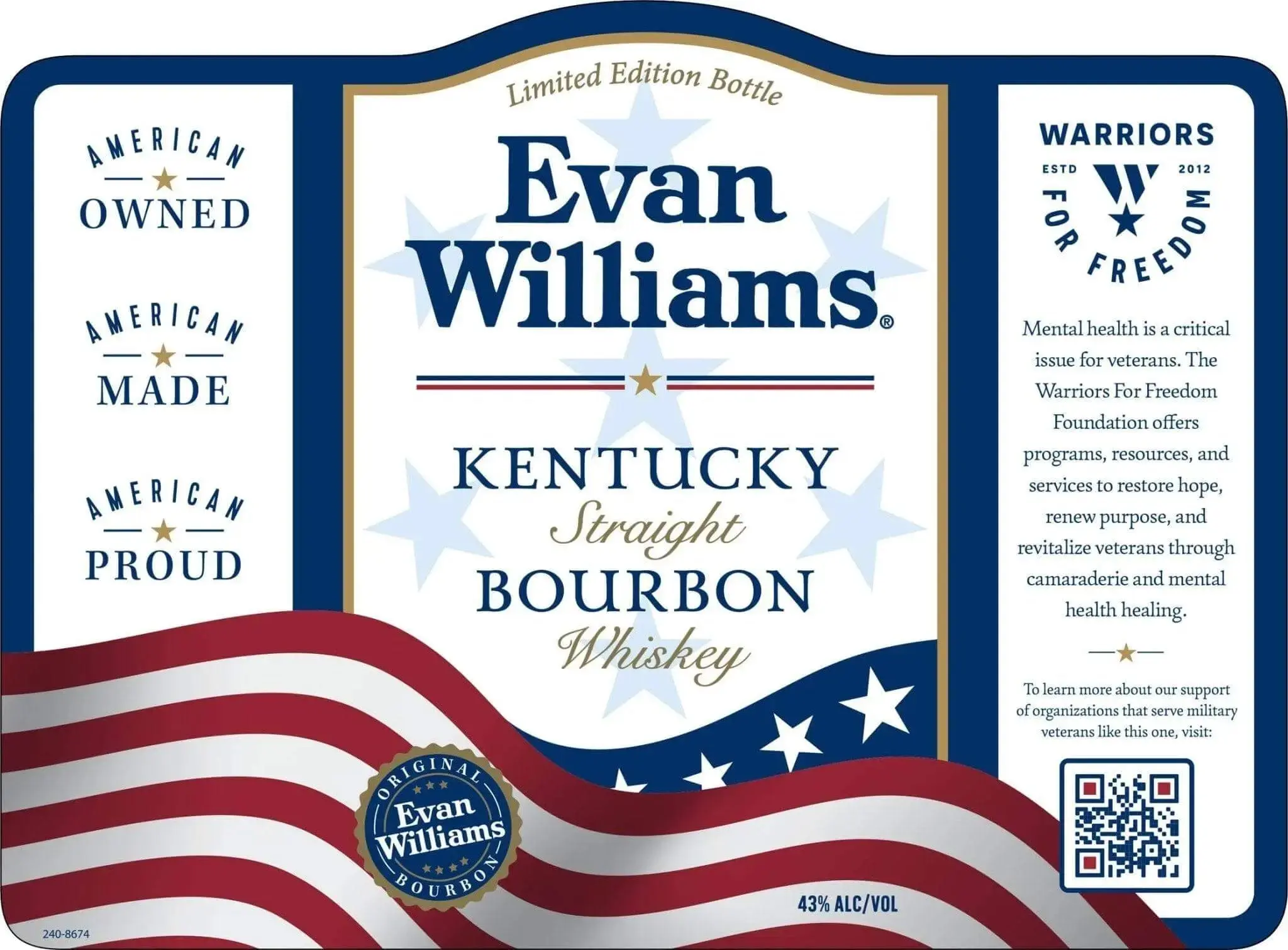 Evan Williams Kentucky Straight Bourbon Whiskey Warriors for Freedom Limited Edition