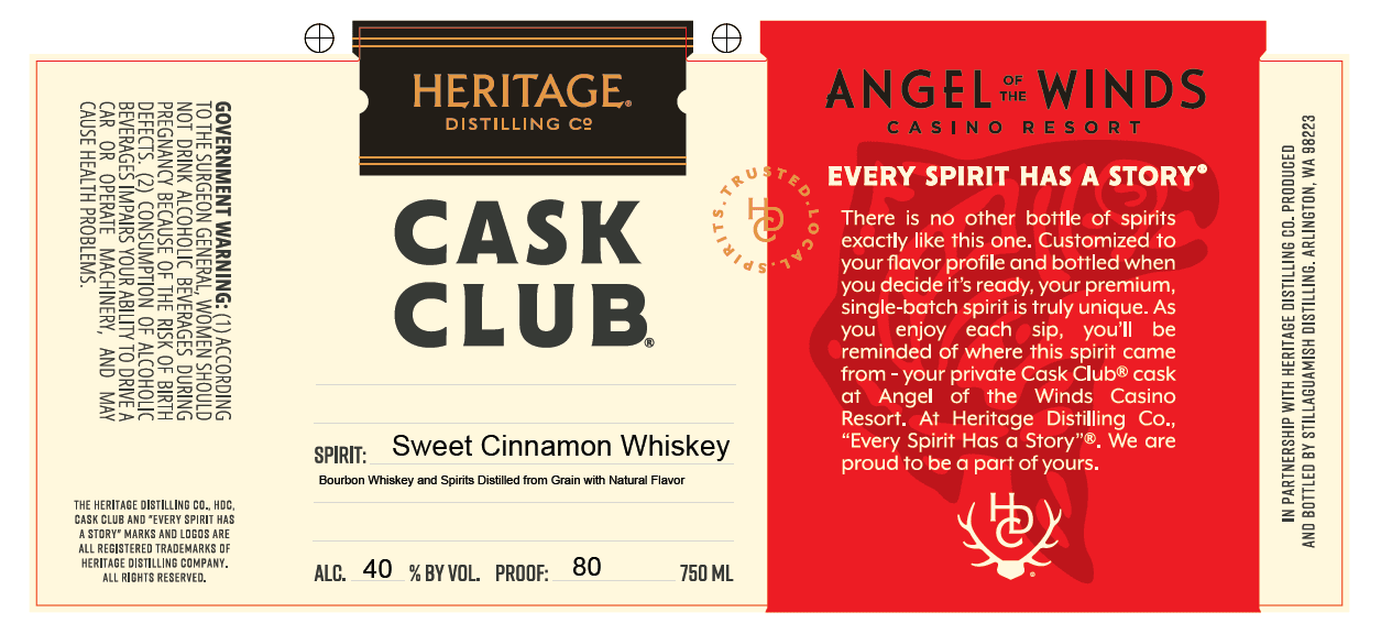 Heritage Distilling Co. Cask Club Sweet Cinnamon Whiskey