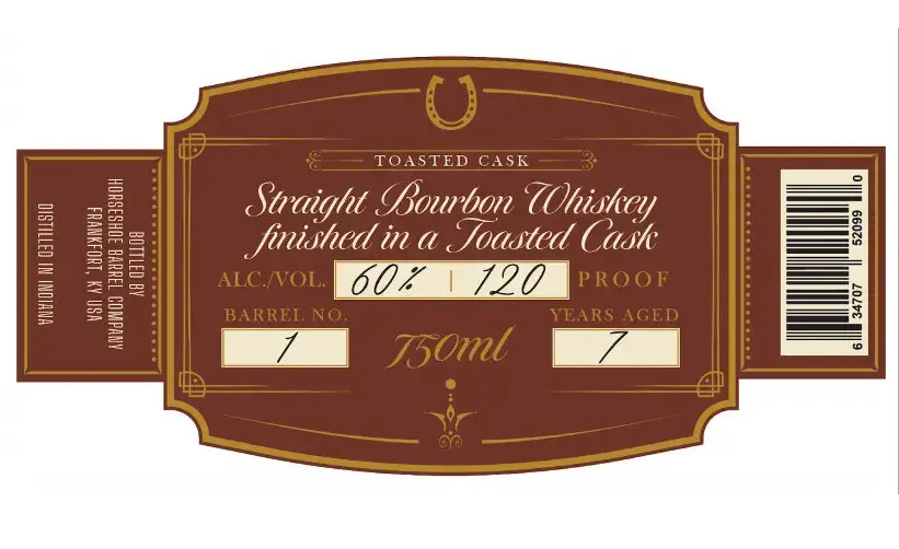 Horseshoe Barrel Company Straight Bourbon Whiskey Toasted Cask 7 Years Aged 120 Proof - Image 2