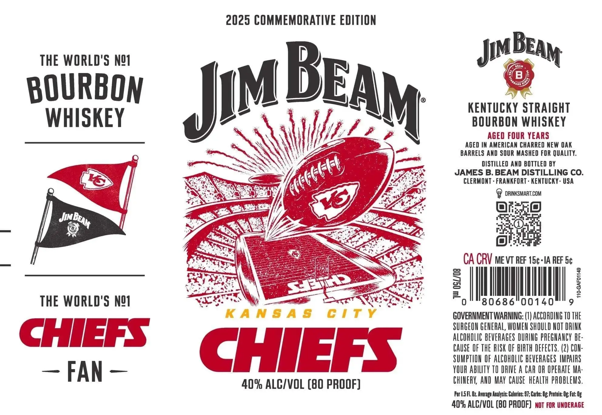 Jim Beam Kansas City Chiefs 2025 Commemorative Edition Bourbon