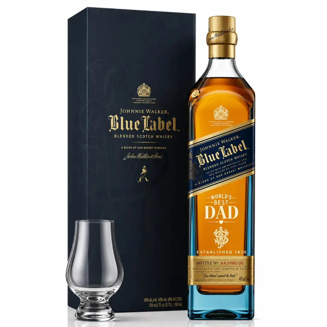 Johnnie Walker Blue Label “World’s Best Dad” Gift Set with Glencairn Glass
