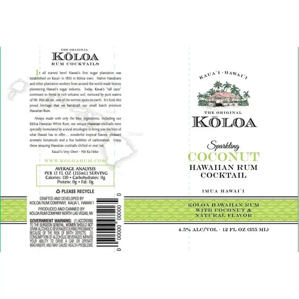 KĆloa Sparkling Coconut Hawaiian Rum Cocktail 4pk
