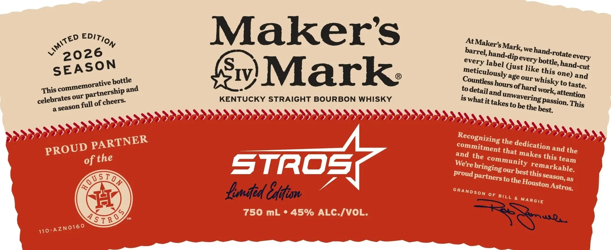 Maker’s Mark x Houston Astros STROS Limited Edition 2026 Kentucky Straight Bourbon Whiskey