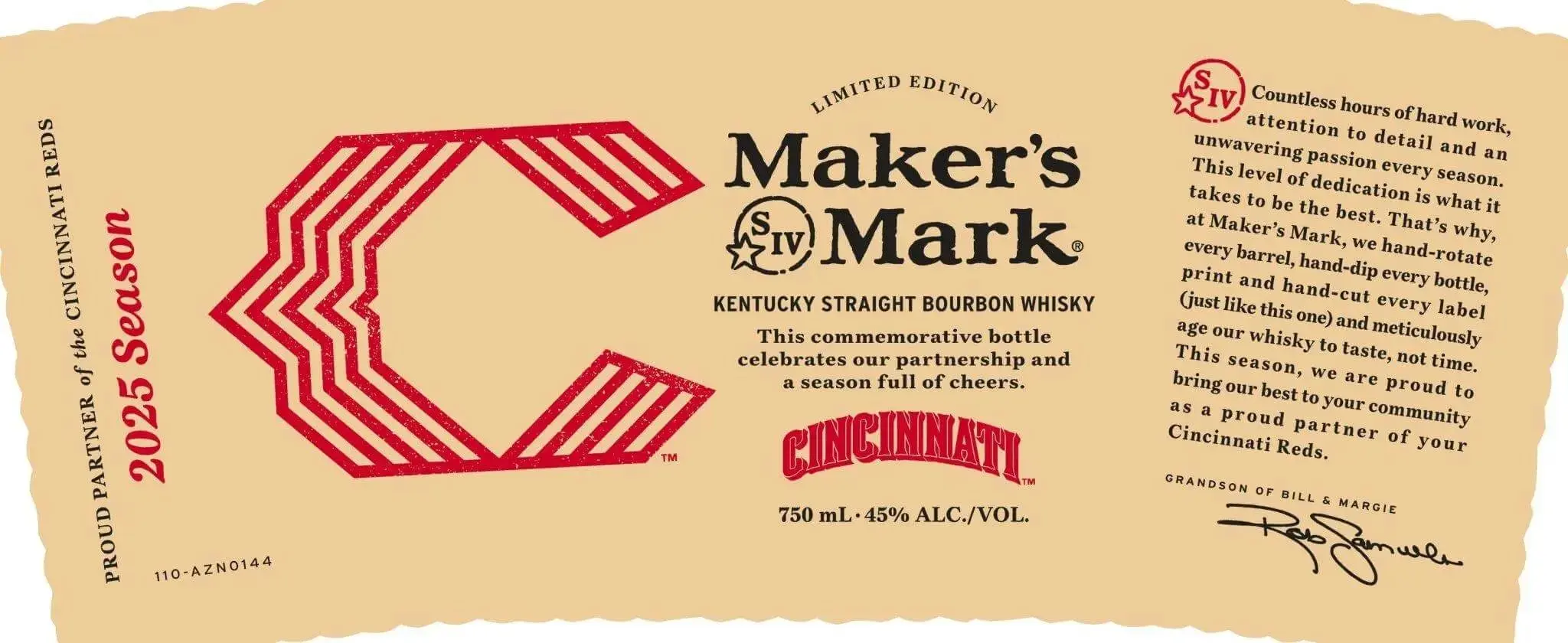 Maker's Mark Cincinnati Reds 2025 Limited Edition Kentucky Straight Bourbon Whiskey