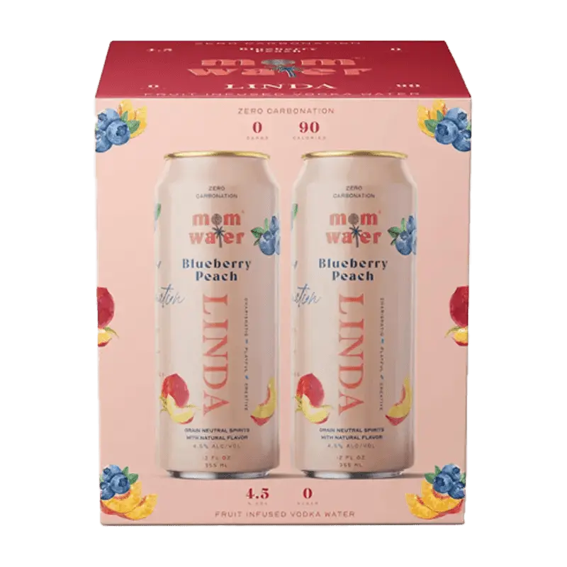 Mom Water Linda - Blueberry Peach Cocktail 12.oz 4 Pack