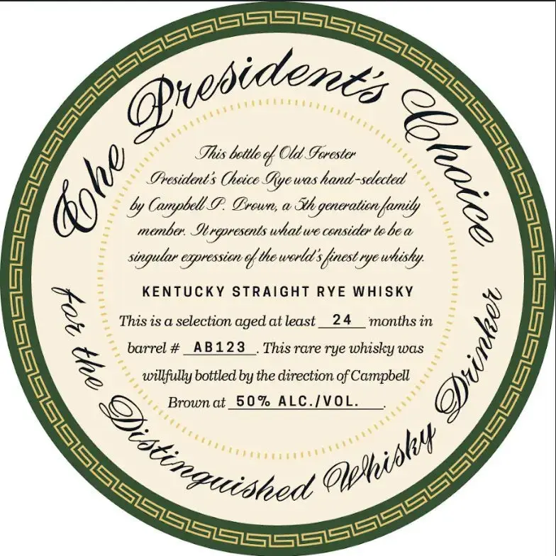 Old Forester President's Choice Kentucky Straight Rye Whiskey 2026 700mL - Image 2
