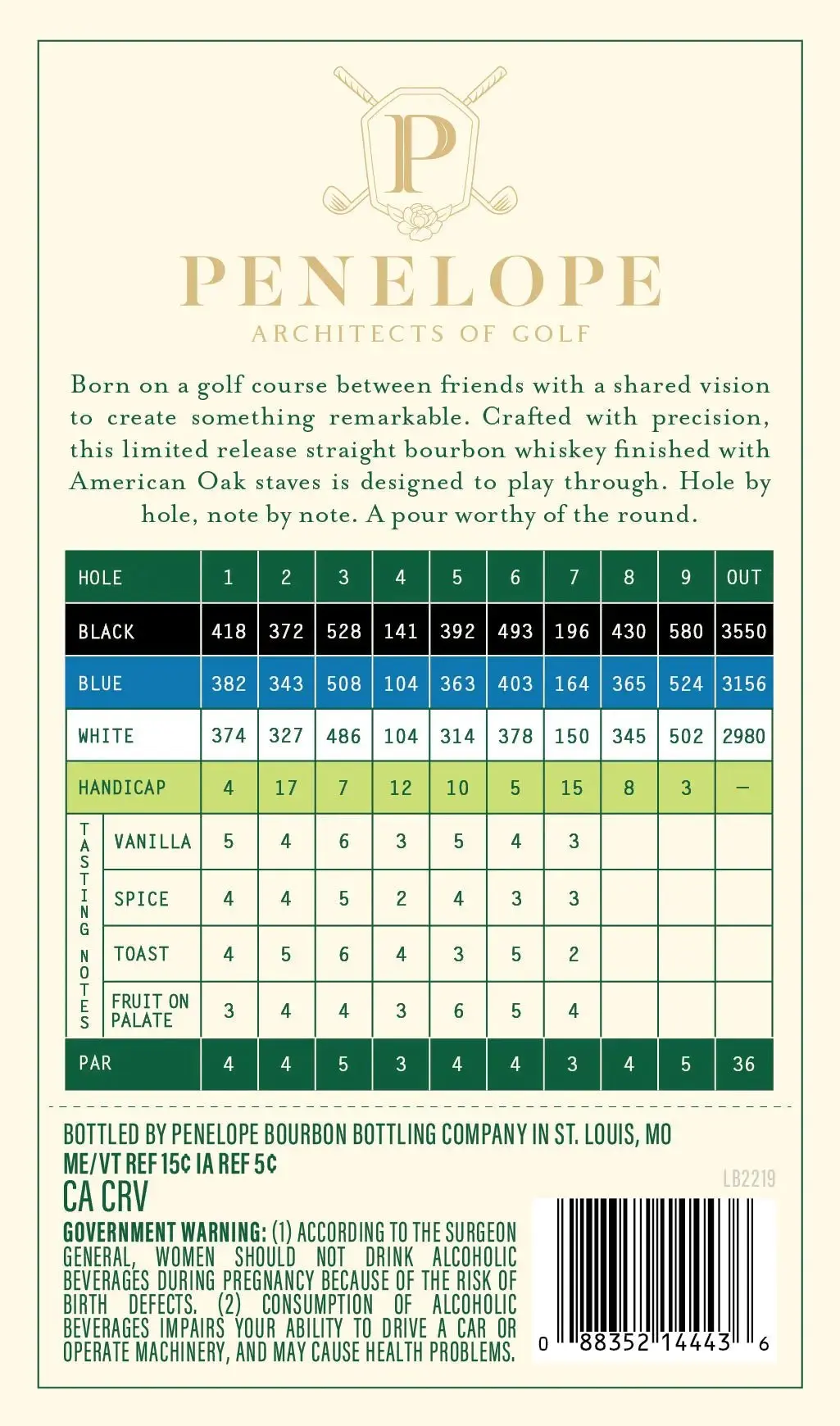 Penelope Architects of Golf 6 Year Straight Bourbon Whiskey Hole 7 - Image 2