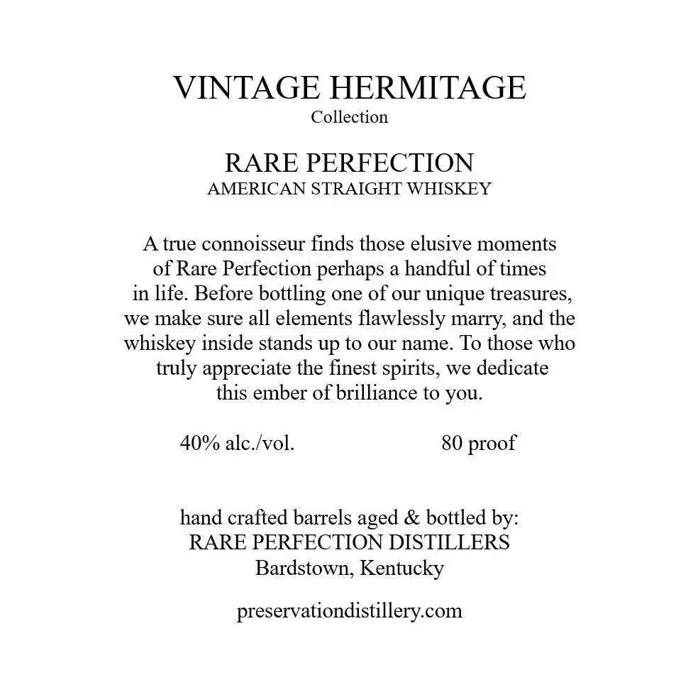 Rare Perfection Vintage Hermitage Collection 17 Year American Straight Whiskey - Image 2