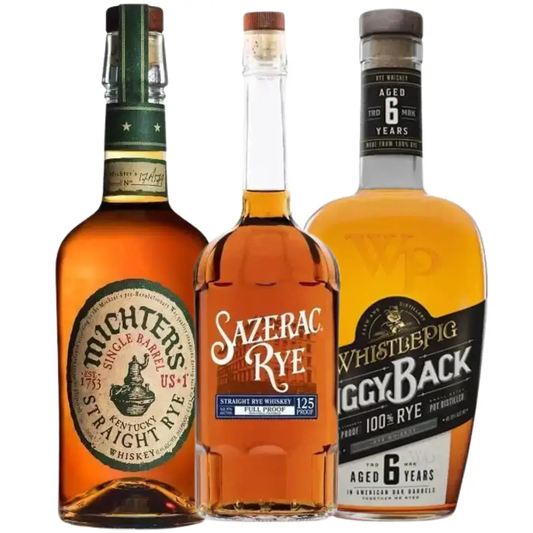Rye Whiskey Collector Starter Pack: WhistlePig Piggyback 6 Year, Sazerac Rye Full Proof, Michter's Single Barrel
