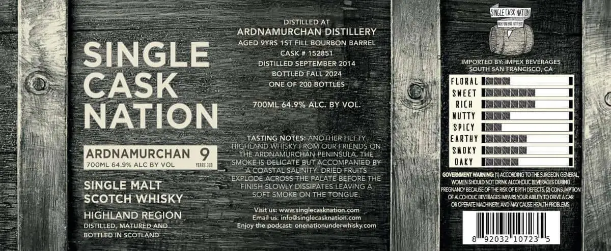Single Cask Nation Ardnamurchan 9-Year Single Malt Scotch Whisky