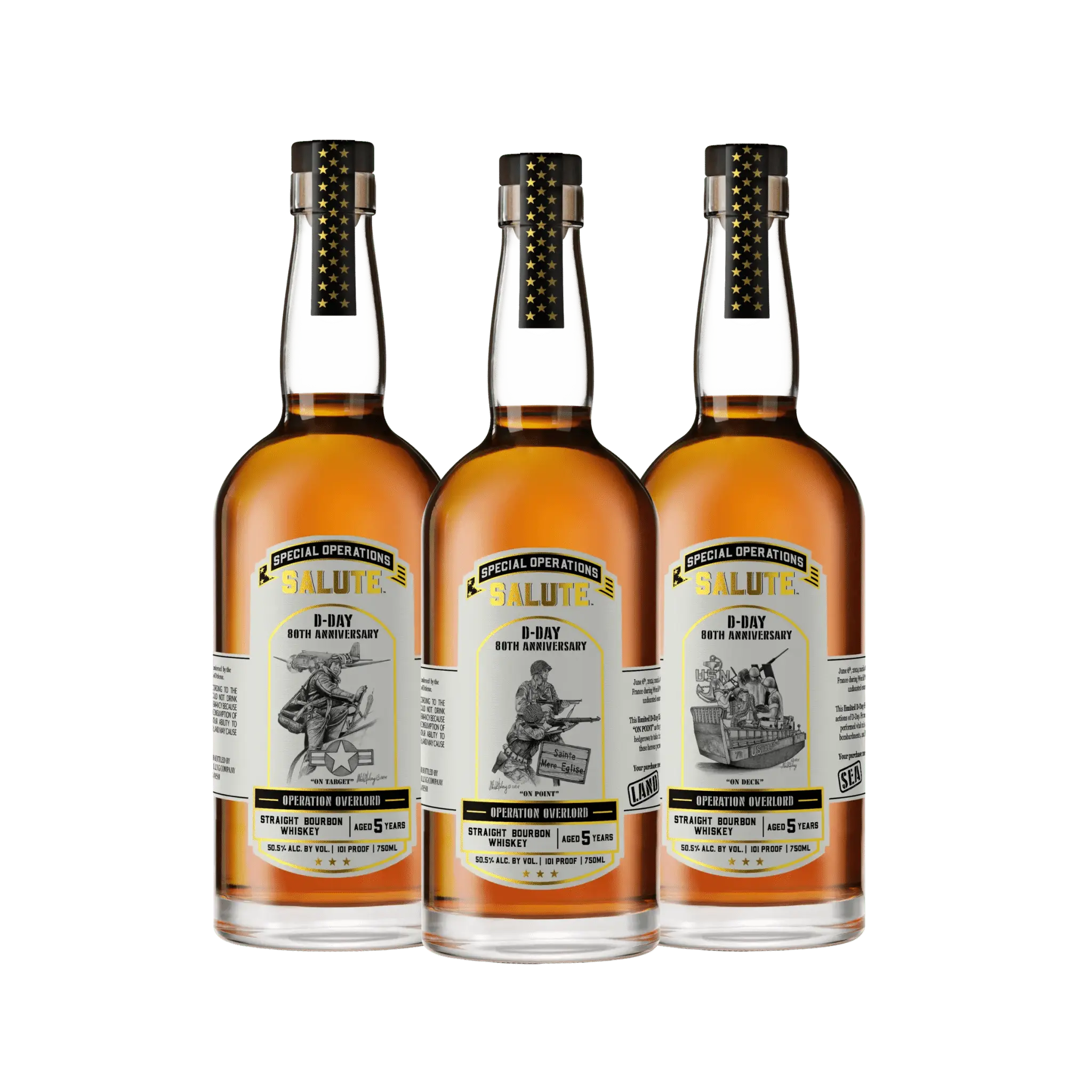 Special Operations Salute⢠Whiskey - D-Day 80th Anniversary - 3 Bottle Set with Limited Edition Lithograph