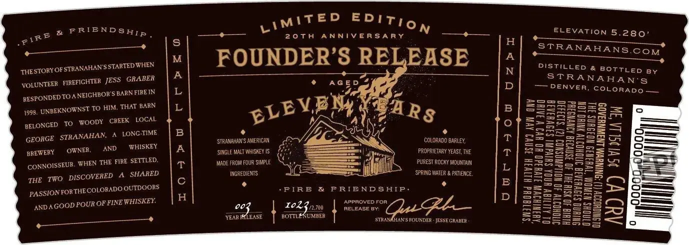 Stranahan's Founder's Release 11Year Single Malt Whiskey – Limited Edition - Image 2