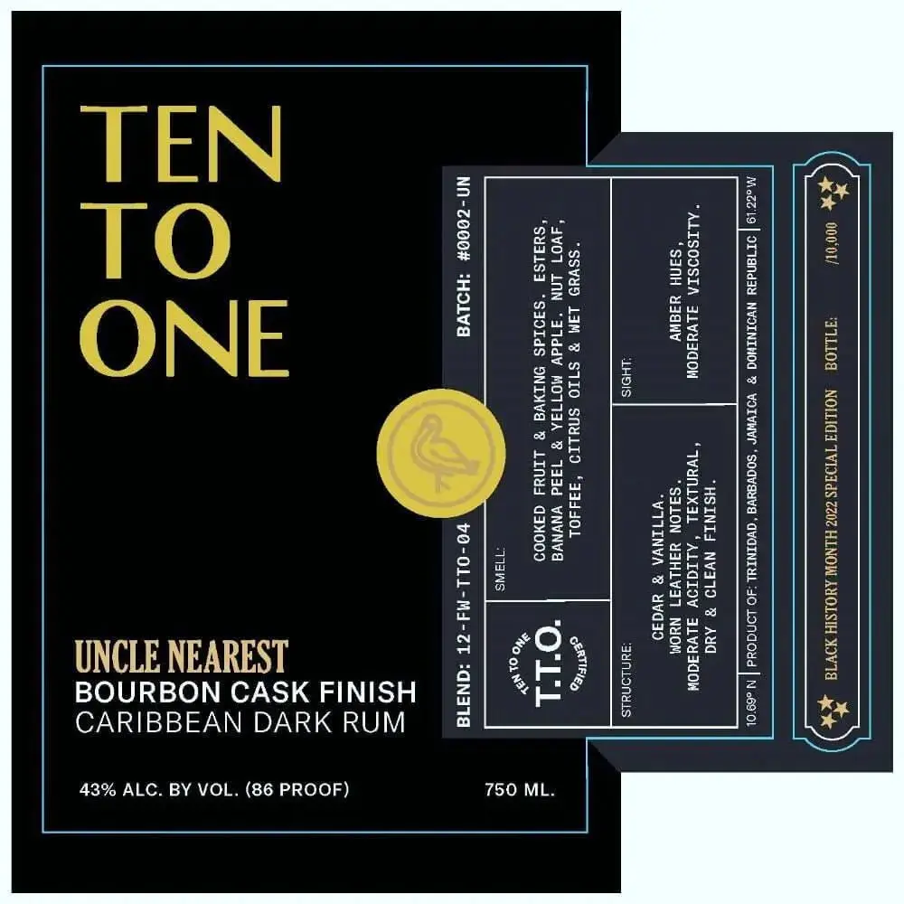 Ten To One Uncle Nearest Bourbon Cask Finish Dark Rum - Image 2