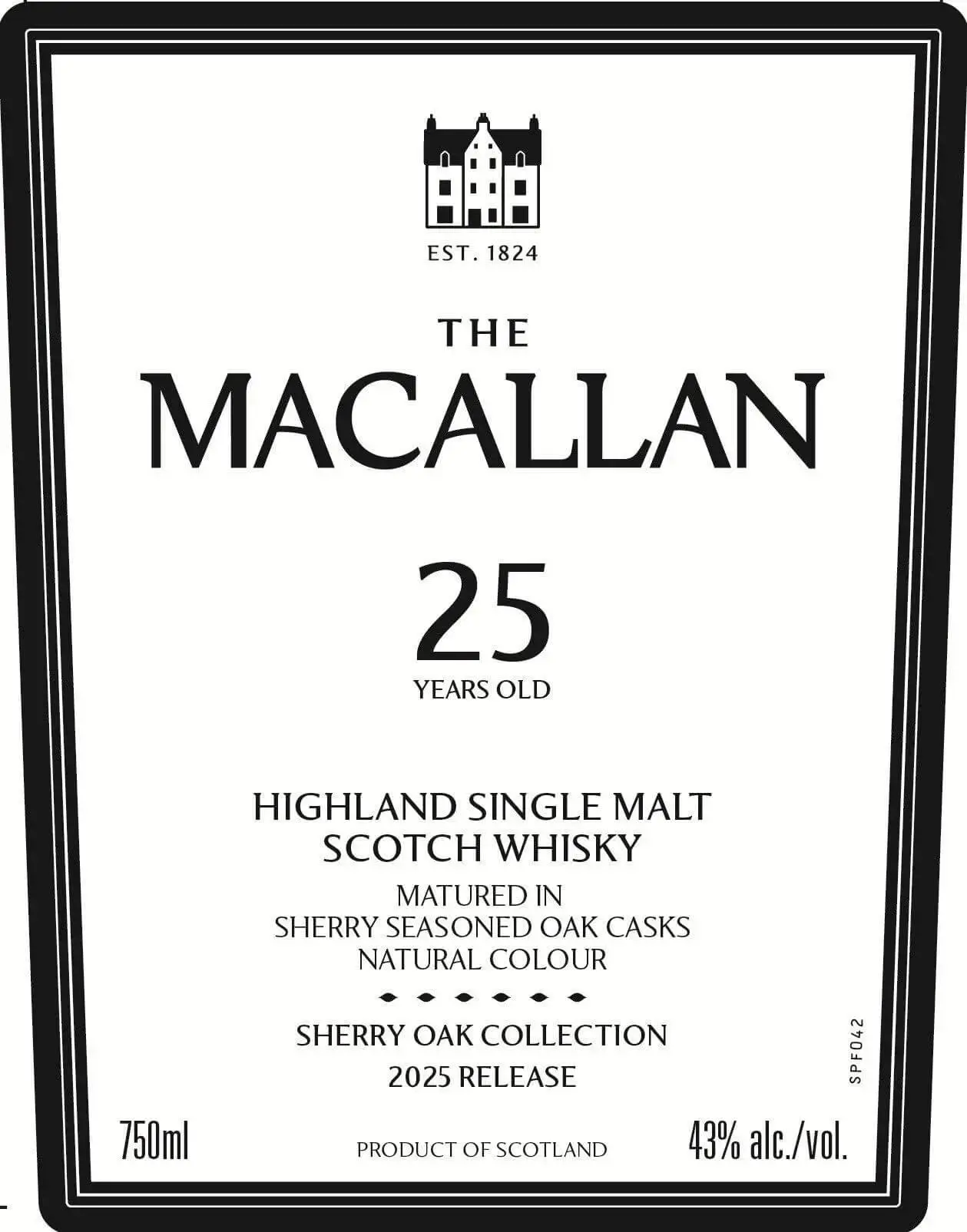 The Macallan 25 Year Old Sherry Oak Highland Single Malt Scotch Whisky 2025 Release