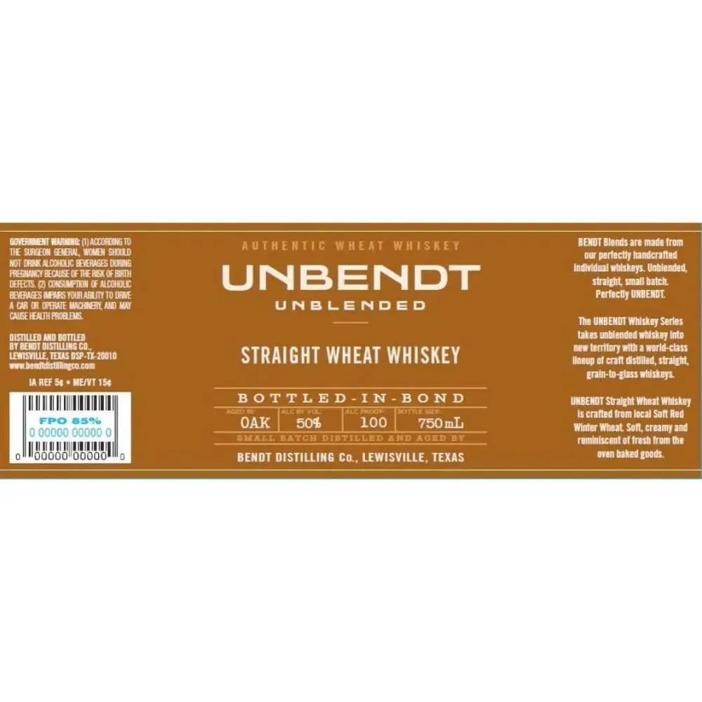 UNBendt Straight Wheat Whiskey Bottled-in-Bond - Image 2